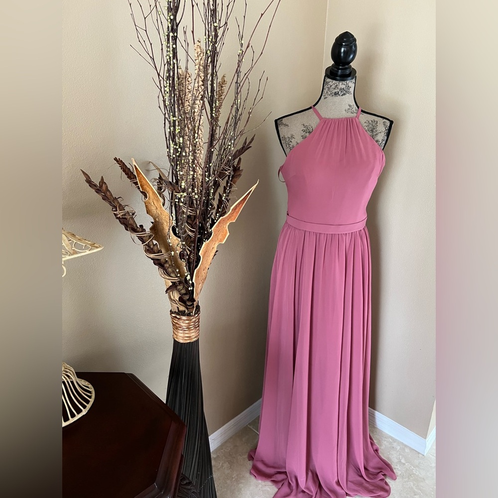 NWT Chic Strapless rose Pink Maxi Dress with pockets, bought for wedding